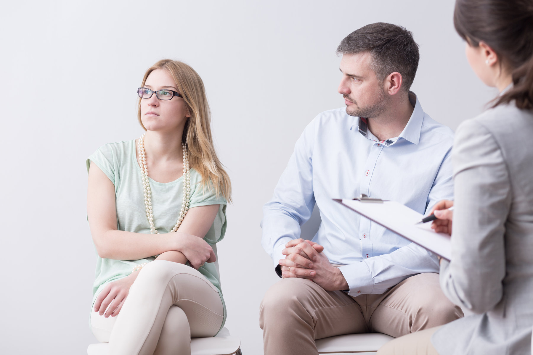 Two people connecting over a video call